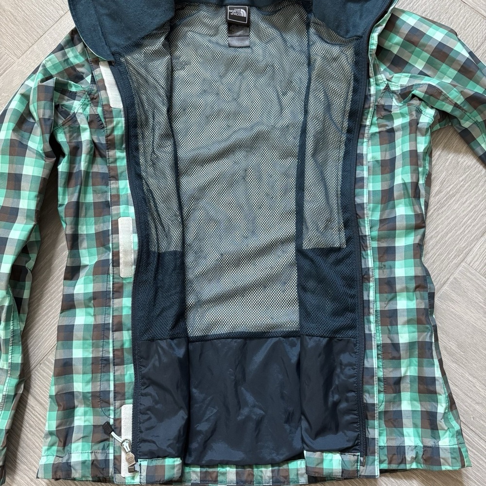 The North Face Women's HyVent Hooded Jacket Plaid Green Full Zip Small - Picture 5 of 12